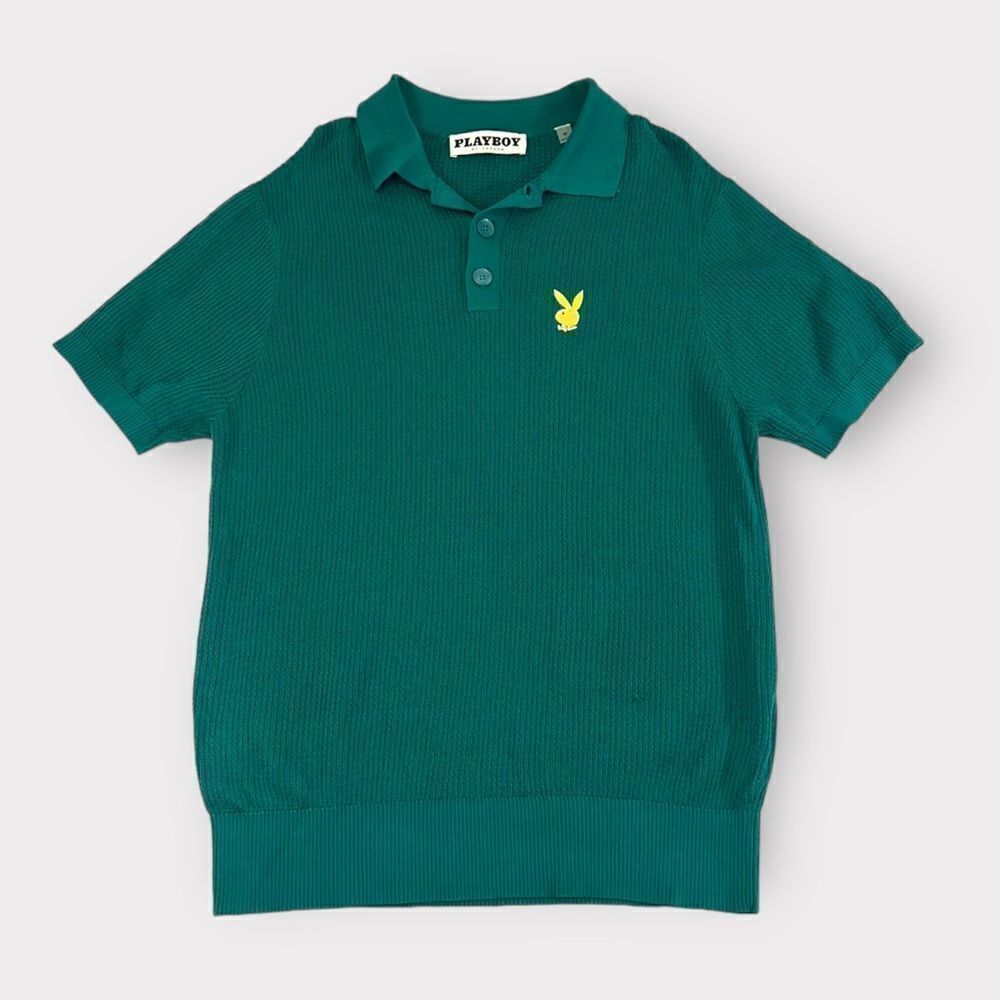 Playboy By PacSun Time Off Polo Shirt Men’s Green Short Sleeve Size Medium